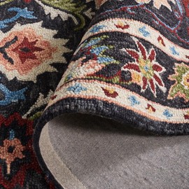 Safavieh Blossom Collection Runner Rug - 8' Runner, Black & Ivory, Contemporary Design, Ideal for High Traffic Areas in Hallway, Bathroom & Kitchen (BLM691Z-28)