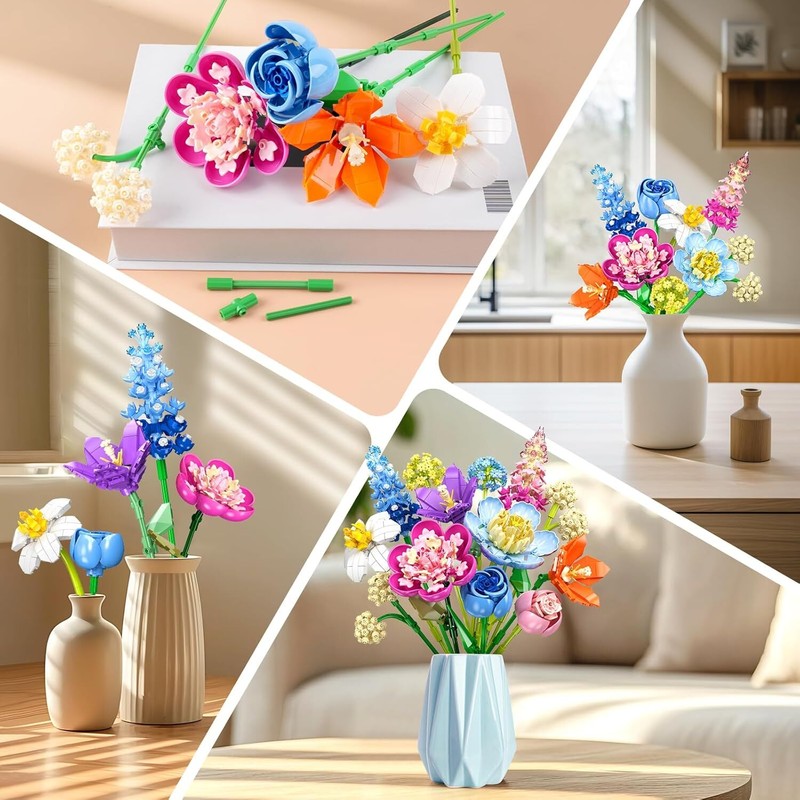 PLAXSOON Flower Bouquet Building Set, 888 PCS Botanical Collection Building