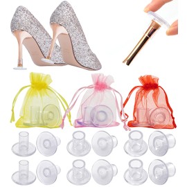 FUKQVOD - 6 pares de protectores de talón para zacate, 3 tamaños protectores de tacón alto, topes transparentes para talón de zacate para caminar sobre zacate y piso desigual, Claro