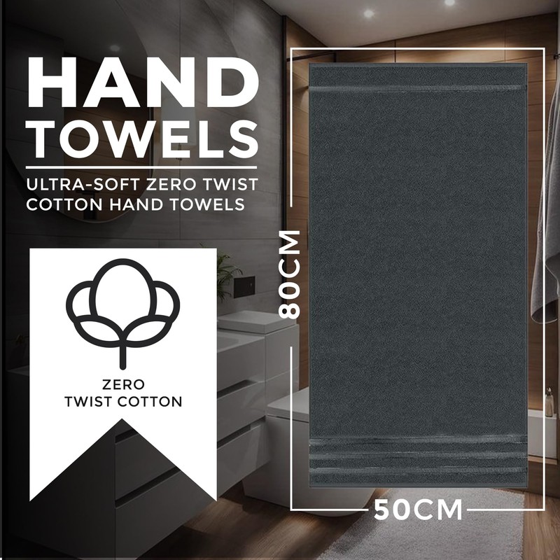 Towelogy ZHT_09 Premium Hand Towels - 100% Zero Twist Cotton