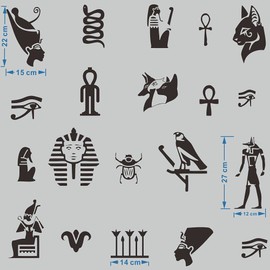 Removable Home Decoration Egypt Ancient Culture Wall Decal Pyramids God Anubis Eyes Wall Decor Stickers Art Vinyl Egyptian History Stickers for Bedroom JWH101 (Black)