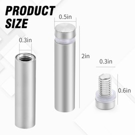 Zreneyfex 60 Pcs 1/2x2 Inch Stainless Steel Standoff Screws Mounting Glass Hardware Advertising Wall Standoff Sign Holders Screws for Hanging Acrylic Picture Frame