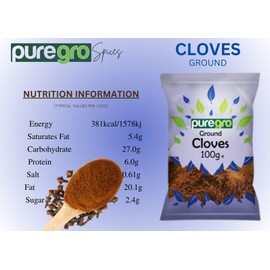 Puregro Ground Cloves 100g | PACK OF 1| Clavos de olor | 100% Pure & Natural | Premium Qualitry Ground Spice.
