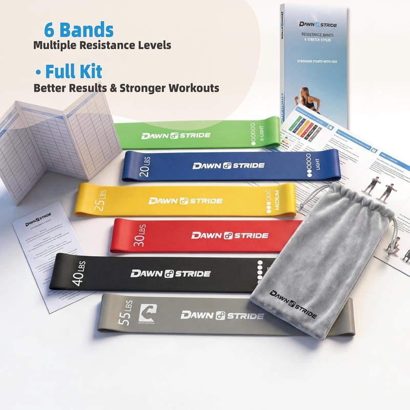 6-Level Resistance Loop Bands 15-55LBS for PT & Strength Training