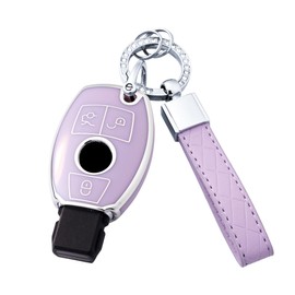 Flensent Key Fob Cover with Keychain for Benz A C E R S G M CLS CLK AMG ML SL SLK GLC GLE GLS (Purple)