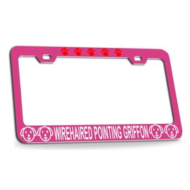 Custom Brother - Wirehaired Pointing Griffon Dogs Quality Pink Metal Car SUV Truck License Plate Frame e59