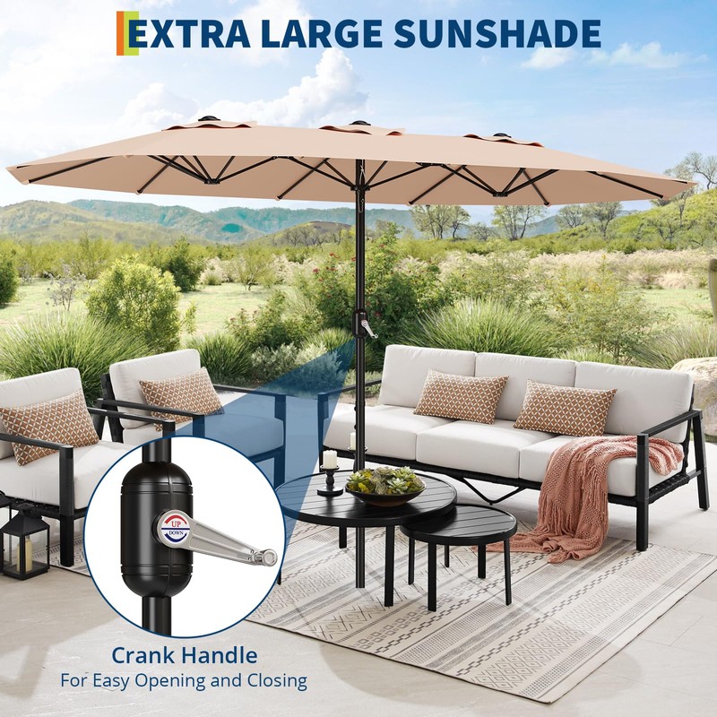 Tioutbot 13 FT Outdoor Umbrella, Large Double-Sided Rectangle Patio Market