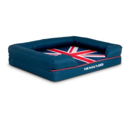 Replacement Outer Cover for The Dog's Bed Orthopedic Memory Foam Dog Bed. Washable Oxford Fabric, Medium (Blue with Red Piping UK Flag Embroidery & Centre Flag)