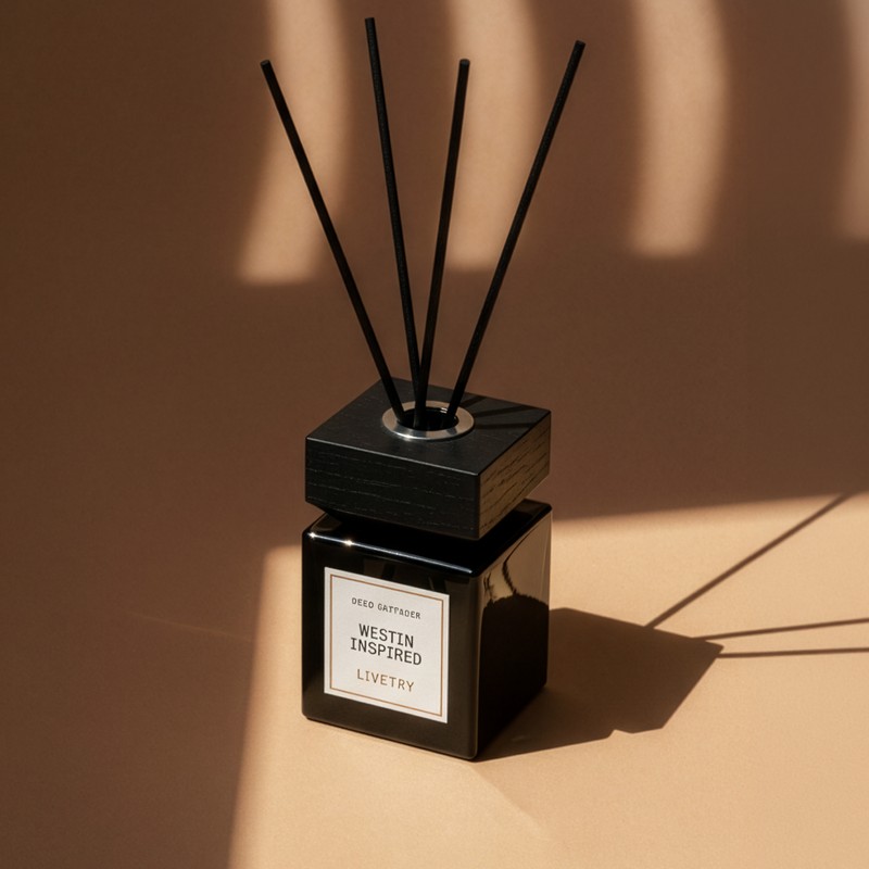 LiveTry Reed Diffuser – Wooden Cover Home Fragrance, Long-Lasting Non-Flame