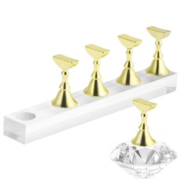 Annhua Magnetic Nail Tip Stand, Nail Stand, Tip Stand, Diamond Tip Stand, Nail Practice, Hand Nail Exercise, Pedestal Nail Supplies, Nail Tip Display Stand, Practice Nail Salon Tools, Set of 5, Gold