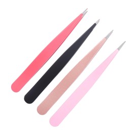 Baluue 4pcs Stainless Steel Eyebrow Clips Pointed Tweezers for Precision Makeup Eyelash Application Durable Eyebrow Grooming Tool Mixed Colors