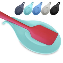 TEAL Silicone Spoon Rest for Stove Top, 1 Piece - HEAT RESISTANT, EASY TO CLEAN Kitchen Spoon Rest for Kitchen Counter, Holds XL Utensils, Safe on GLASS & INDUCTION Cooktops, DOESN’T BREAK if Dropped