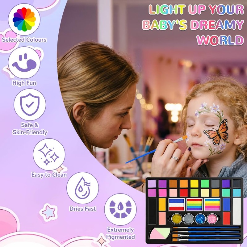 AYBUY Truccabimbi Trucco per Bambini, 31 Colori Trucco Viso Bambini