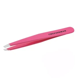 Tweezerman 트위저만 스테인리스 스틸 경사 핀셋 - 남녀용 눈썹 핀셋(네온 핑크) [Signature Red] Tweezerman Stainless Steel Angled Tweezer - Unisex Eyebrow Tweezer (Neon Pink) [Signature Red]