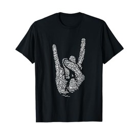 Heavy Music Fan Gifts. Devil Horns Hand Word Cloud. T-Shirt