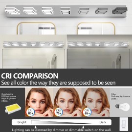 Ship in US,45" Modern Chrome 7-Light LED Vanity Light, Square Acrylic Lampshades Wall Mount Fixture for Bathroom,Mirror LightingLamp Power(W): 18