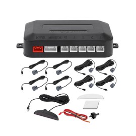 Motoforti Universal Car Auto Vehicle Reverse Backup Radar System Reverse Parking Sensors Alarm Buzzer Reminder Distance Detection Gray 8 Parking Sensors