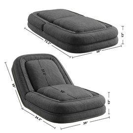 LIKIMIO Upgraded Foldable Lazy Sofa Bed, Cozy Tatami Human Dog Bed with 5 Adjustable Positions for Living Room, Bedroom & More, Dark Grey