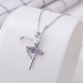 Kvekstio Ballet Dance Gift, Sparkling Dancer Charm Necklace for Dance Daughter Granddaughter Niece, Ballerina Dance Recital Competition Gifts for Dancer Lover, Ballet Dancer Pendant Jewelry