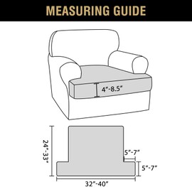 H.VERSAILTEX Stretch T Cushion Chair Sofa Slipcover T Cushion Covers for Living Room Armchair Couch Cover T Cushion Slipcover Seat Cover with Elastic Bands Thicker Jacquard Fabric, Sage