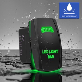 Green LED Light Bar + Rear Lights Toggle Rocker Switches Compatible for Car Truck ATV UTV Polaris Ranger RZR Turbo Can Am Commander SXS 4X4 (Combo Package)