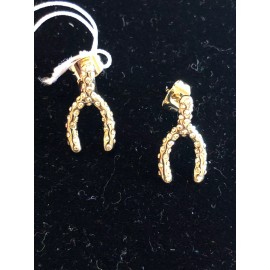 Coach NWT $70 Coach Wishbone Gold Gem Earings 90862