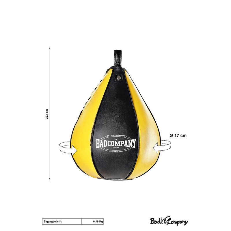 Professional PU Boxing Ball Medium Black / Yellow - PU