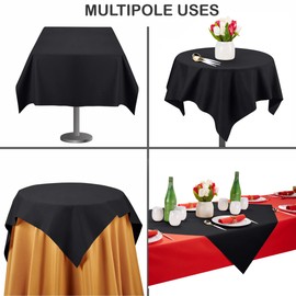 Servietto Disposable Tablecloth for Square Or Round Table, [20-Pack] 55" x 55" Linen-Like Black Paper Tablecovers for Dining Table, Tablecloth Overlay for Party, Wedding Or Event, Square