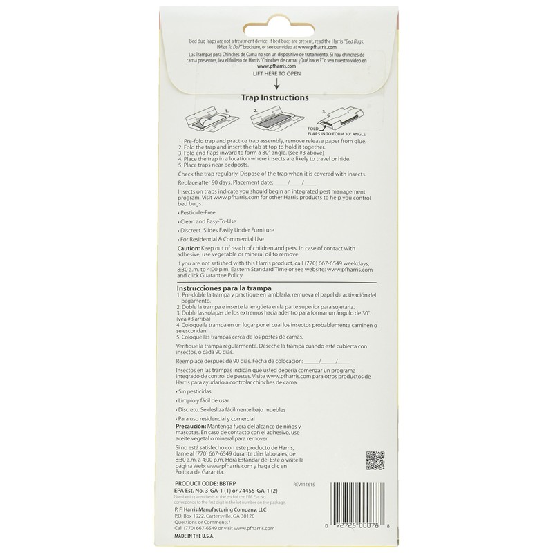 P F HARRIS Irresistible Lure Bed Bug Traps, 4 traps