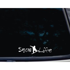 Snow Life w Snowboarder Image - 8" x 2" die Cut Vinyl Decal for Windows, Cars, Trucks, Tool Boxes, laptops, MacBook - virtually Any Hard, Smooth Surface. Made in The USA!