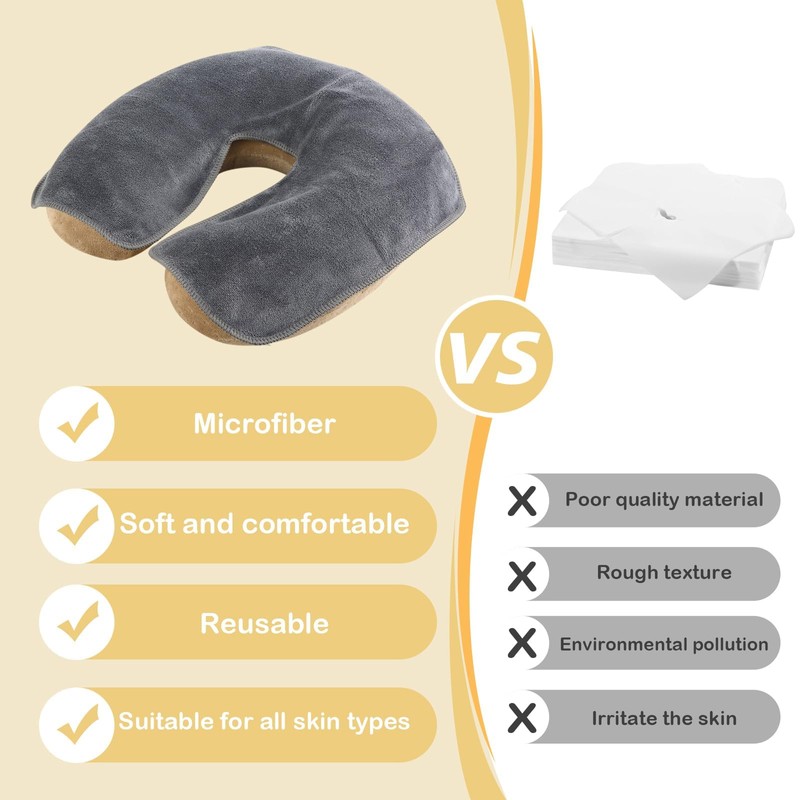 SINLAND Microfiber Reusable Face Cradle Covers, Grey, 5 Pack