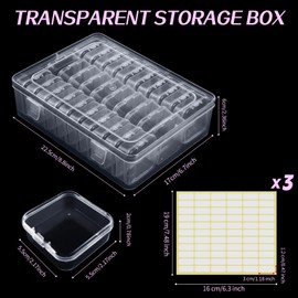 THYSSEN Bead Organizers,90Pcs Plastic Mini Clear Storage Cases with 3pcs Hinged Lid Rectangle Case,Bead Containers Transparent Boxes,for Jewelry Beading Crafts Screws Small Parts of Storage