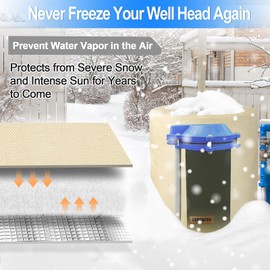 Insulated Round Well Head Cover - Decorative 3 Layer Well Pump Cover - Freeze Proof, 8" Dia x 12"H, Beige