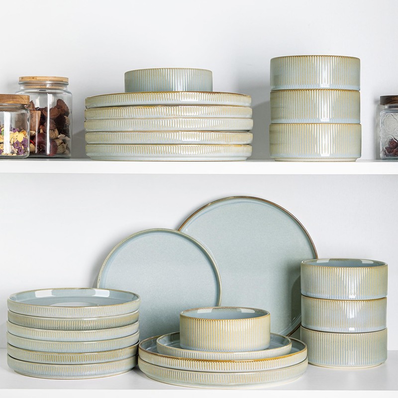 TheTerra Ceramic Dinnerware Sets for 4, 12 Pieces Porcelain Lightweight