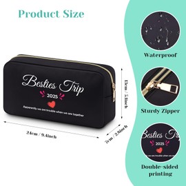 Bestie Gifts for Women Makeup Bag Weekender Bags for Women Besties Trip 2025 Cosmetic Bag Funny Friendship Gifts for Women Bestie Sister Friend Sarcastic Birthday Gift Bestie Gifts for Christmas