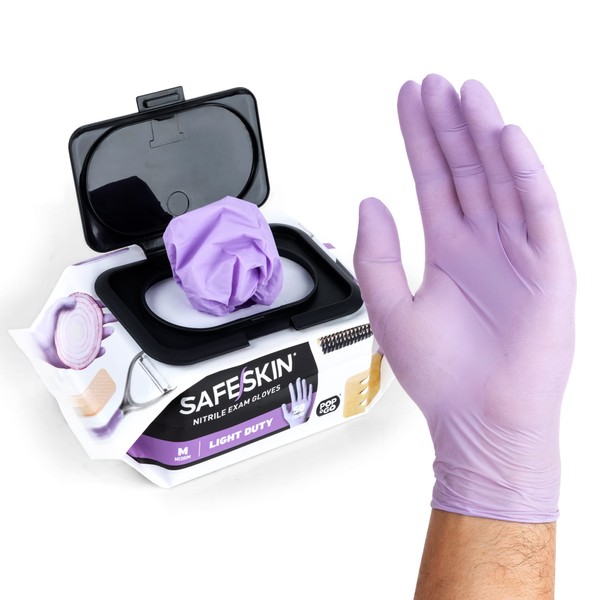 SAFESKIN Disposable Nitrile Gloves in POP-N-GO* Pack - Light Duty