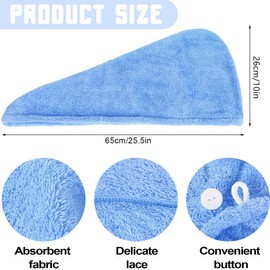 SULIUDAJI 3-Piece Hair Turban Set Hair Turban Head Towel Made of Microfibre Soft Comfortable Extra Absorbent Quick Drying Practical with Button Gift Orange Blue Mint Green