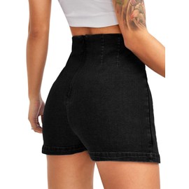 Floerns Women's Casual Split Hem High Waist Denim Skorts Skirt Shorts Black XL
