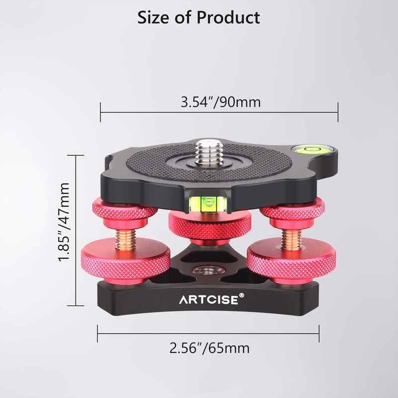 ARTCISE Tripod Levelling Base, 3-Axis Tri Wheel Head Made of