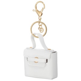 PATIKIL PU Leather Handbag Keychain, Coin Purse Keychain Earphone Pouch Handbag Decoration Purse Charm Cute Pendant Keychain, White