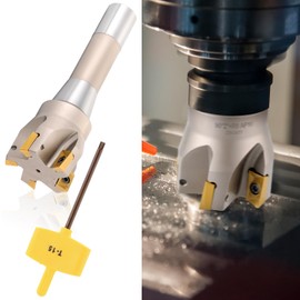 Duraaamo R8 Shank Indexable End Mill 2'' Diameter by 6-1/8'' Oal 90 Degree High Speed Milling Cutter with 5 Aptk1604 Carbide Inserts Industrial Tools