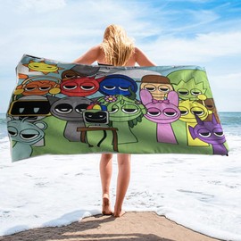 CHENGLI Horror Games Sp-runki Bea-ch To-wel, Microfibre Beach Towel, Sp-runki Lightweight Beach Towel, Quick Drying, Compact, Beach Towels, Sand-Free for Camping, and Gym, Beach