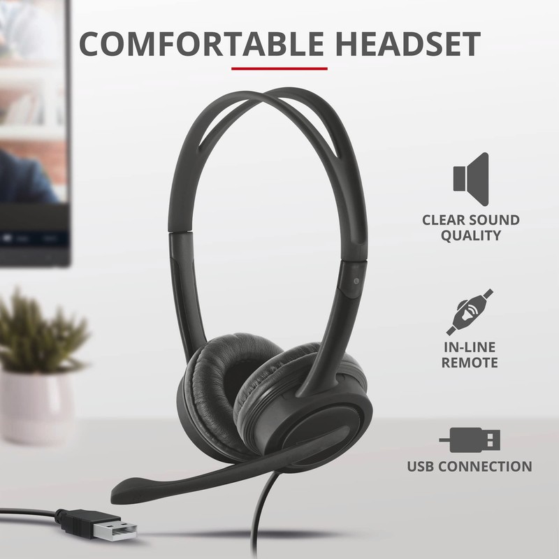 Trust Doba 2-in-1 Home Office Set, USB Headset with Microphone,