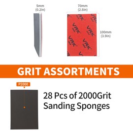 VRKET 28 Pcs 2000 Grit Sanding Sponge,Ultra Fine Sandpaper,Soft Foam Hand Sander Block Wet Dry Sanding Pads for Automobile Wood Furniture Metal Drywall Polishing