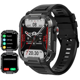 Loluka Military Smart Watch Answer Make Calls Heart Rate 1.85" HD Screen Mens Smartwatch for Android iOS Phones Tactical Pedometer IP68 Waterproof Fitness Watch