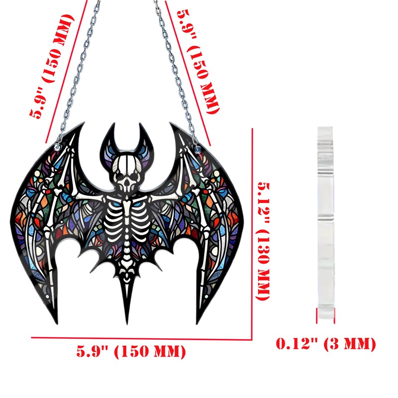 LXQTAO Resin Cute Skull & Acrylic Bat Rearview Mirror Decorations,