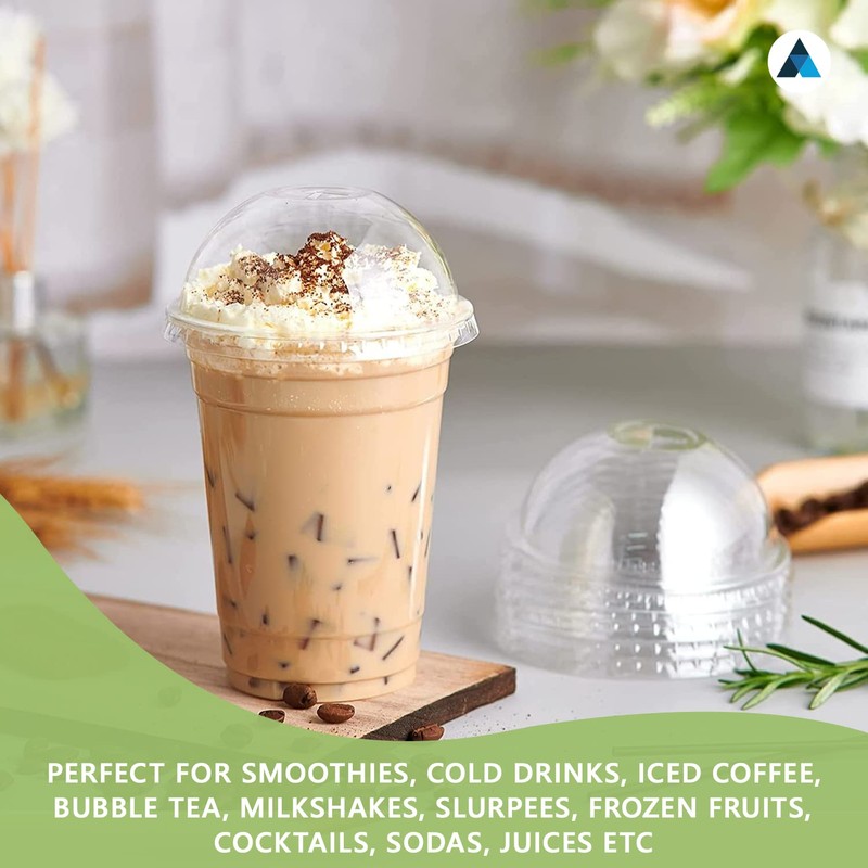 Nationwide Paper Strong Smoothie Cups with Dome Lids 16oz 50pcs