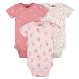 Gerber Baby Onesies Bodysuits - 3-Pack Soft & Stretchy Short Sleeve Bodysuits for Newborns & Infants - Appley Sweet - NB