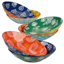 Certified International Carnival Multi 9.25" Soup/Pasta 40oz. Bowls,Set of 6 Assorted Designs.,