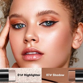 Kaely Juego De 2 Barras Iluminadoras De Contorno En Crema Facial, Corrector En Barra Bronceador Fácil De Usar, Base De Maquillaje Para Rostro, Acabado Natural De Lar B-Neutral-01+07 0,21 Onzas (Paqu